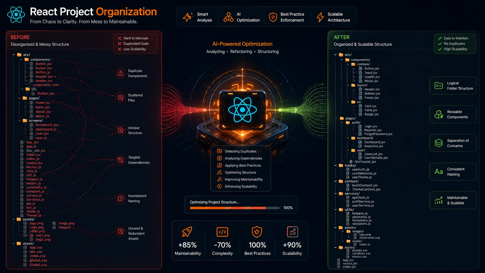 React folder structure — example project structure diagram